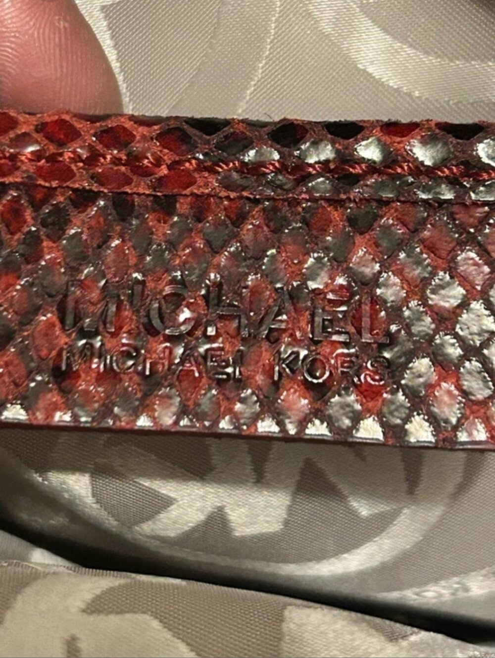 Michael Kors Red Snakeskin-Print Shoulder Bag - Picture 9 of 16